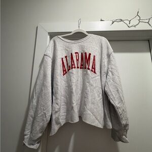 Champion White Crewneck Sweatshirt with Red 'ALABAMA' Arch Logo